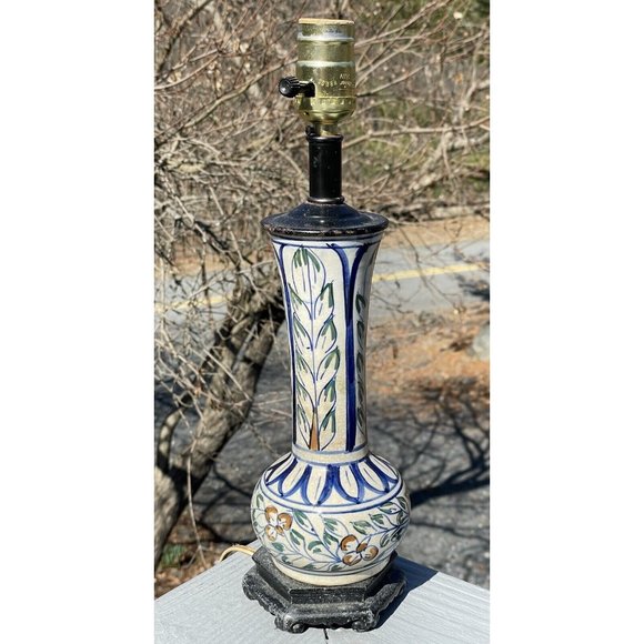 Antique Iznik Middle Eastern Pottery Glazed Faience Vase Cast Iron Loevsky Lamp - Picture 4 of 16